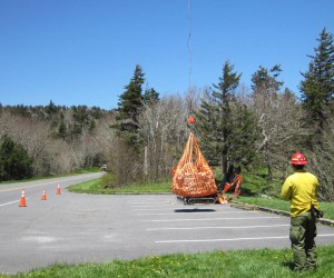 Helicopter delivers material for Chimney Tops Trail work, Phase II