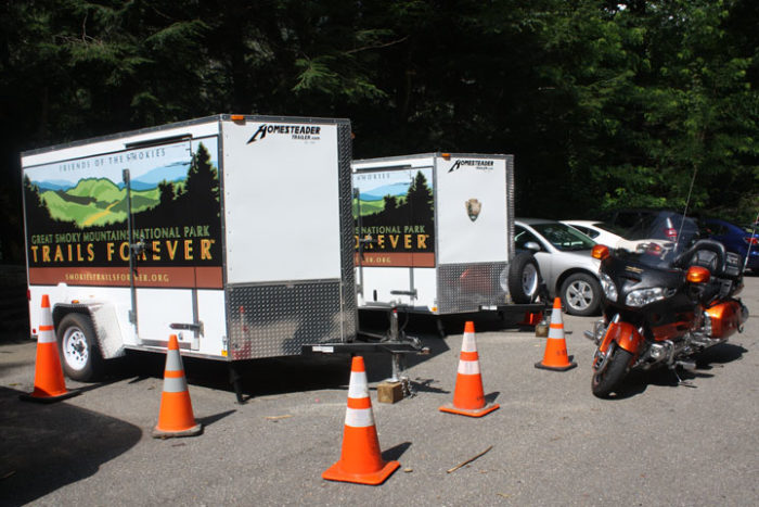 Trails Forever tool trailers, Chimney Tops Trail, photo by Julie Dodd