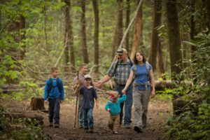 NPS/GSMA Photo: The Bogart family hikes through Great Smoky Mountains National Park.