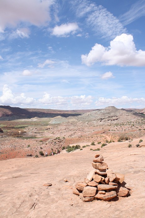 cairn on trail to Delicate Arch