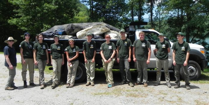 NC interns with truckload of trash collected from Fontana Lake