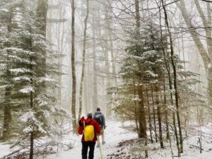 hiking Balsam Mountain Trail in snow