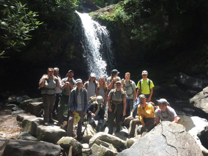 volunteers for Trillium Gap Trail restoration