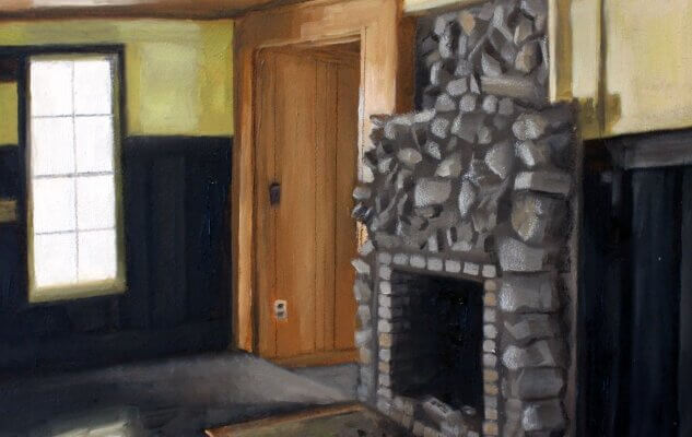 Elkmont Fireplace - oil on board by Heather Heckel