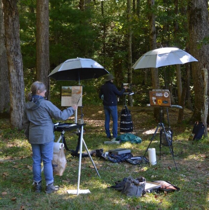 artists painting in Cades Cove