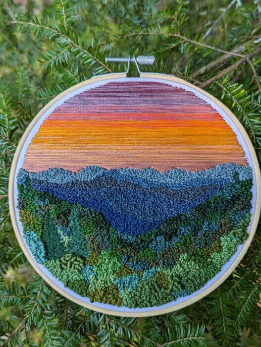 Embroidery of Clingmans Dome by Mary Roy