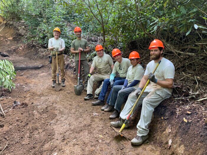 volunteers assist with restoration of Ramsey Cascades Trail