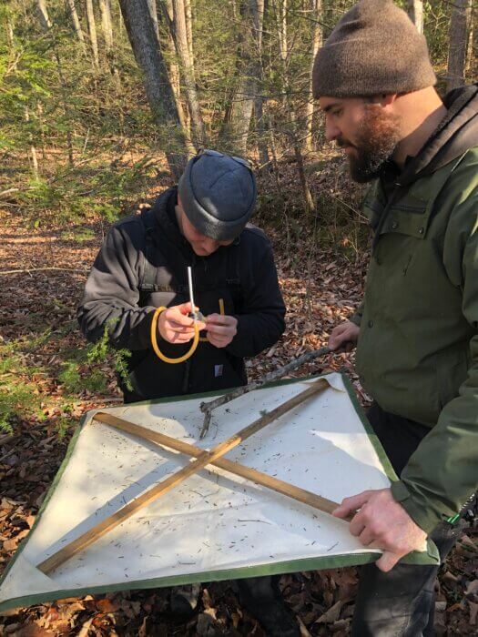 Marking a map of hemlock locations