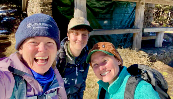 ATC Ridgerunners during training at Icewater Springs Shelter