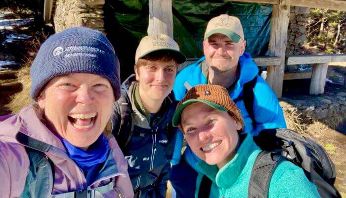 ATC Ridgerunners during training at Icewater Springs Shelter